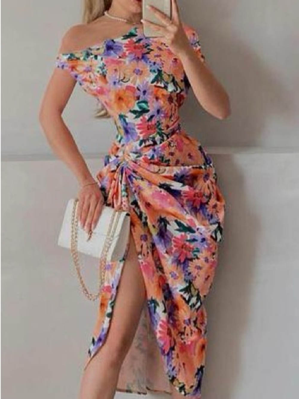 PrettyLittleThing Pink Floral Satin Dress